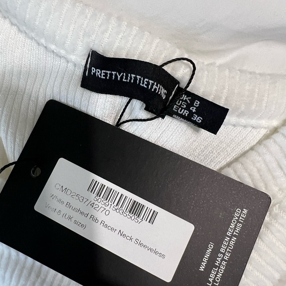 PrettyLittleThing Ivory Ribbed Tank Top - Picture 2 of 3